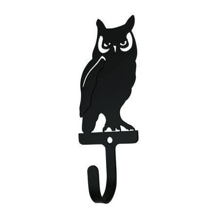 

Metal Wall Hook with Owl Accent Small Black