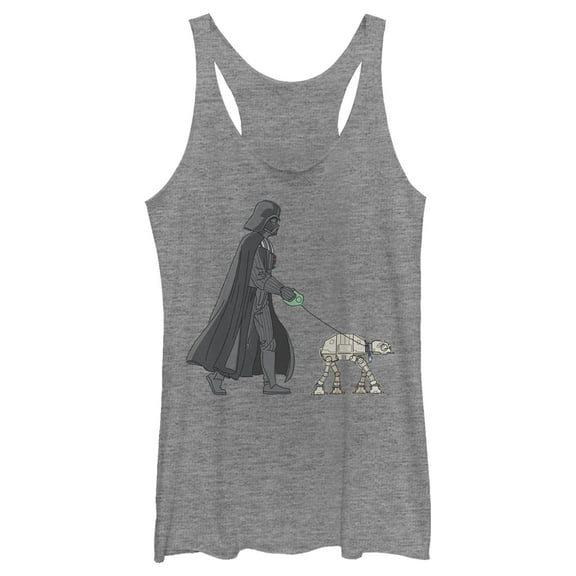 Women's Star Wars Darth Vader AT-AT Walking the Dog Racerback Tank Top Gray Heather X Large