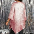 thumbnail image 6 of QATAINLAV Womens Sparkly Oversized Tshirts Dressy Casual 3/4 Sleeve Crew Neck Tunic Loose Asymmetrical Hem Blouse Fall Clothes Going Out Tops, Pink, XXL, 6 of 10