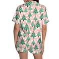 thumbnail image 5 of Christmas Pajamas for Women Set Women Pajamas Graphic Printed Silk Satin Cute Sleepwear Buttons Short Sleeve Tops Shorts Sets, 5 of 5