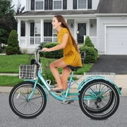 MOONCOOL Adult Tricycles, 3 Wheel 7 Speed Trikes, 20/24/26 inch Adult Trikes 3 Wheeled Bike with Basket for Seniors, Women, Men