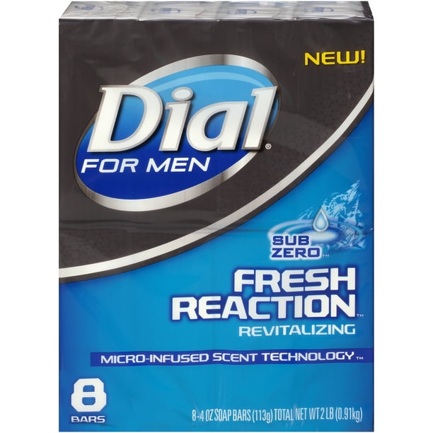 Dial for Men Bar Soap, Fresh Reaction Sub Zero, 4 Ounce Bars, 8 Count