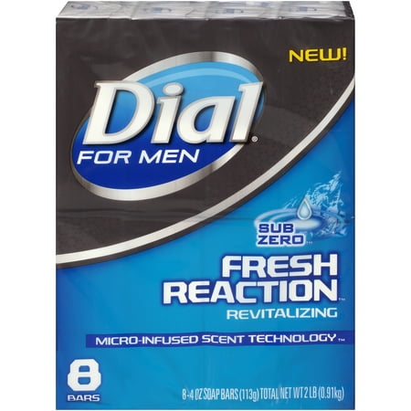 Dial for Men Bar Soap, Fresh Reaction Sub Zero, 4 Ounce Bars, 8