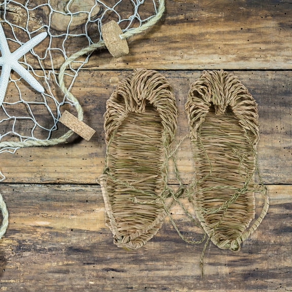 Homoyoyo Handwoven Lightweight Outdoor Slippers Natural Straw Breathable Footwear Comfortable Casual Shoes