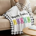 thumbnail image 3 of huguu Easter Throw Blanket Happy Easter Peeps Lightweight Cozy&Soft Plush Blankets Bunny Black Buffalo Plaid Bed Blanket for Bed Couch Sofa Bedroom All Season Use, 40x50inch, 3 of 6