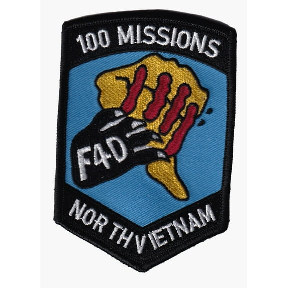 100 Mission F4d North Vietnam Patch - With Hook and Loop, 3.5