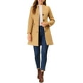 thumbnail image 2 of Unique Bargains Women's Elegant Winter Overcoat V Neck Single Breasted Coats XS Khaki, 2 of 6