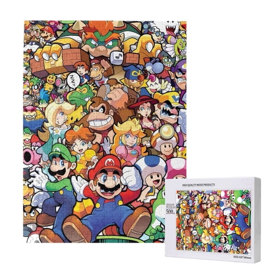 Saiise Mario Print 500 Jigsaw Puzzle for Adults and Family,Impossible Hard Difficult Challenging Puzzles for Adults - Finished Puzzle Size is 20.4 x 15 in