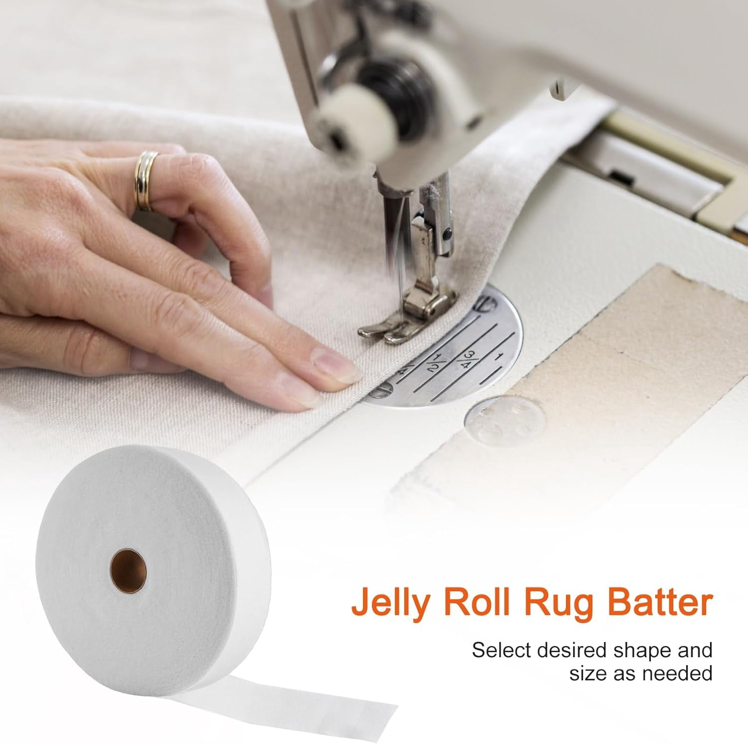 210 Yards Jelly Roll Batting Strips for Rugs 2 1/4 Inch, 6 Rolls Jelly Roll Fabric, Cotton Blend Quilt Batting for Quilting Jelly Roll Rugs, Throw Rugs Upholstery Projects