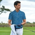 thumbnail image 5 of Balery Blue Star Print Printed Men’s Short Sleeve Polo Shirt, Midweight Men's Shirt,Golf Polo shirts -, 5 of 8