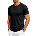 thumbnail image 5 of Men Summer Outdoor Sports Leisure Fitness Round Neck Short Sleeve T Shirt Running Athletic T-Shirts Short Sleeve Gym Tops L Black Men's Short Sleeved T Shirt, 5 of 9