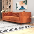 thumbnail image 4 of Lana Mid-Century Modern Rectangular Tight Back Velvet Sofa in Orange, 4 of 6