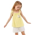 thumbnail image 2 of Toddler Girl Outfits 2 Piece Floral Print Sleeveless Scoop Neck Vest Tops And Shorts Casual Wear Girls' Clothing Sets Yellow 12 Months-18 Months, 2 of 4