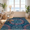 thumbnail image 3 of Design&I 8'x10' Washable Area Rug Extra Large Skid-Resistant Low Profile Ocean Coral Reef Border Nautical Seashell Fish Turtle Refined Structured for Living Room, Family, 3 of 7