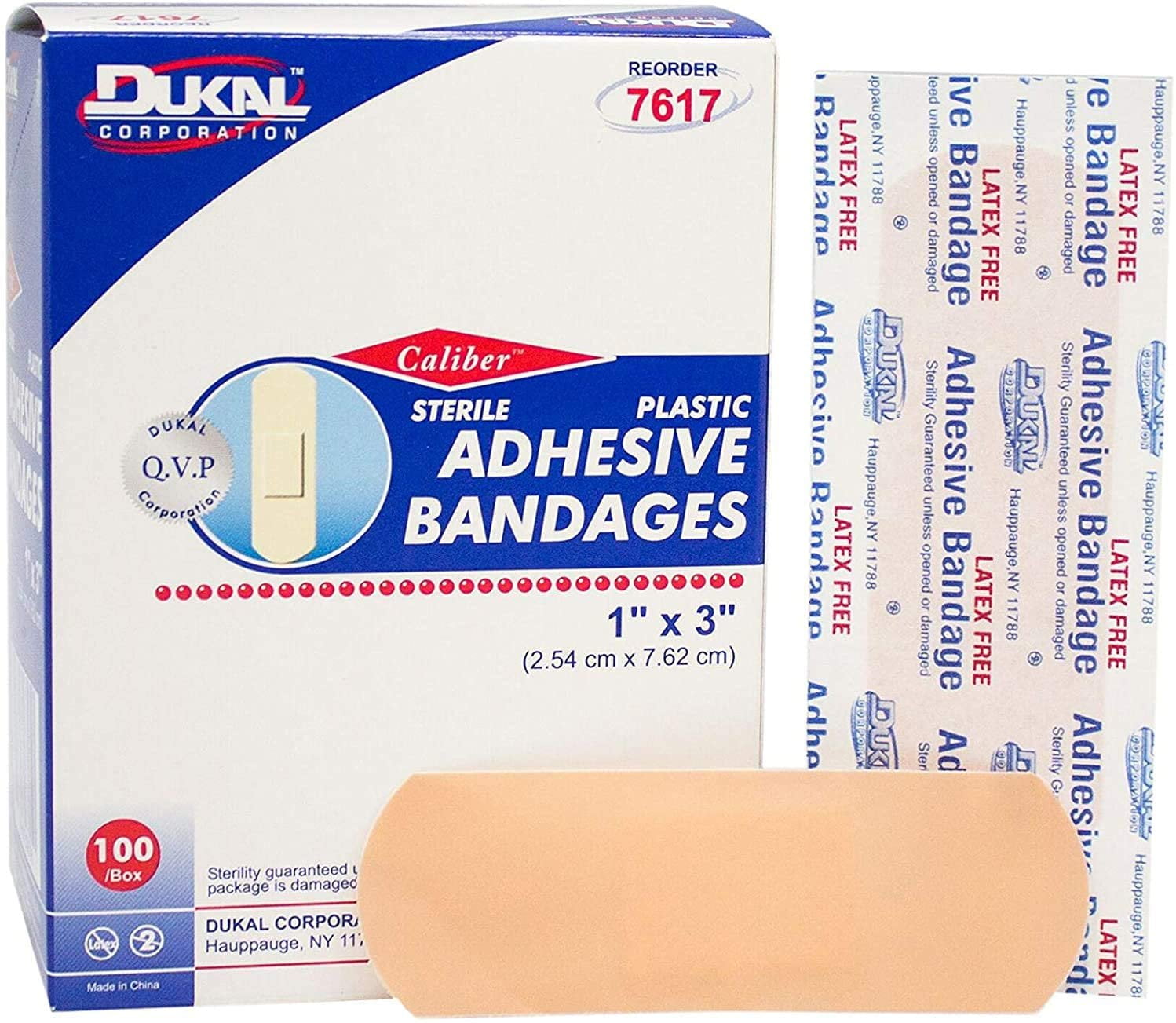 Dukal Adhesive Bandages. Case of 2400 Plastic Bandages 1" x 3" for
