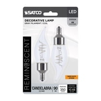Satco S10524 Reminiscent LED Flex Gray Coil Filament CA11 Light Bulbs 4W 120V 2700K E12 Candelabra Base Dimmable (2 Pack)