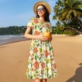 thumbnail image 4 of Lsque Rose Daisy Print Women's Casual Dress T-Shirt Summer Short Sleeve Scoop Neck Swing Dresses, 4 of 6