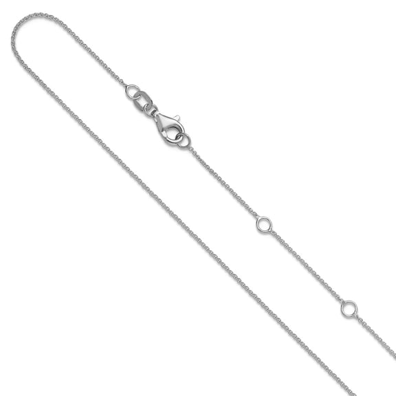 14k White Gold .9mm Round Cable 1in 1 Inch Adjustable Chain Necklace 18 Inch Chain Necklace for Women and Men