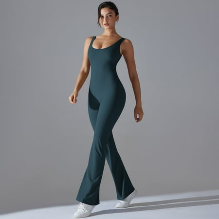 Women Bodysuits Sports Shapewear Yoga Suit Sports Set Backless Workout Jumpsuit Yoga Set Romper Backless Set Fitness Bodysuit (Indigo L)