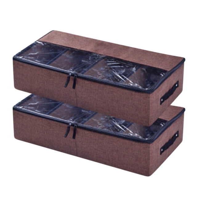 Ovzne Boîte de Rangement Intérieure Sac de Rangement 2 Pcs Compartiment Pliable Boîte à Chaussures Sac de Rangement Tissu Épais Boîte de Rangement Transparente Boîte de Rangement en Fer en Liquidation
