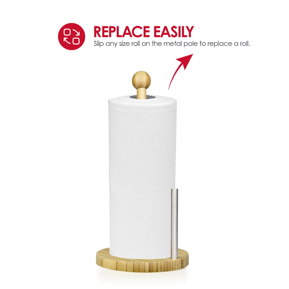 Dear Household Stainless Steel Paper Towel Holder Stand Designed for Easy One- Handed Operation - This Sturdy Weighted Paper Towel Holder Countertop