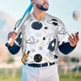 thumbnail image 6 of Balery Cartoon Planets Baseball Jersey for Men Casual Button Down Shirts Short Sleeve Active Team Sports Uniform-Small, 6 of 9