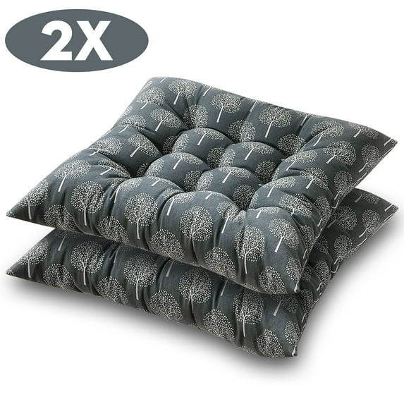 Stoneway 2Pcs Soft Indoor Outdoor Chair Seat Pads Chair Cushion Pad Home Floor Pillows with Strap Design, 18 x 18 x 2 inches