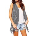 thumbnail image 2 of Womens Tassel Sleeveless Vest 70s Hippie Suede Fringe Jacket Cardigan Holiday Wear For Party Parade GY1 M, 2 of 9