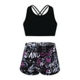 thumbnail image 2 of Girls 3Pcs Racer Back Top with Briefs and Booty Short Gymnastics Dance Sport Outfits Letters 12, 2 of 7