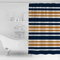 thumbnail image 4 of 72x78 Inch Shower Curtain Orange Navy Blue Striped Bathroom Decor Waterproof Fabric Bathtub Bath Curtains Decorative Gradient Horizontal Lines Extra Long Shower Curtain Set with Hooks, 4 of 6