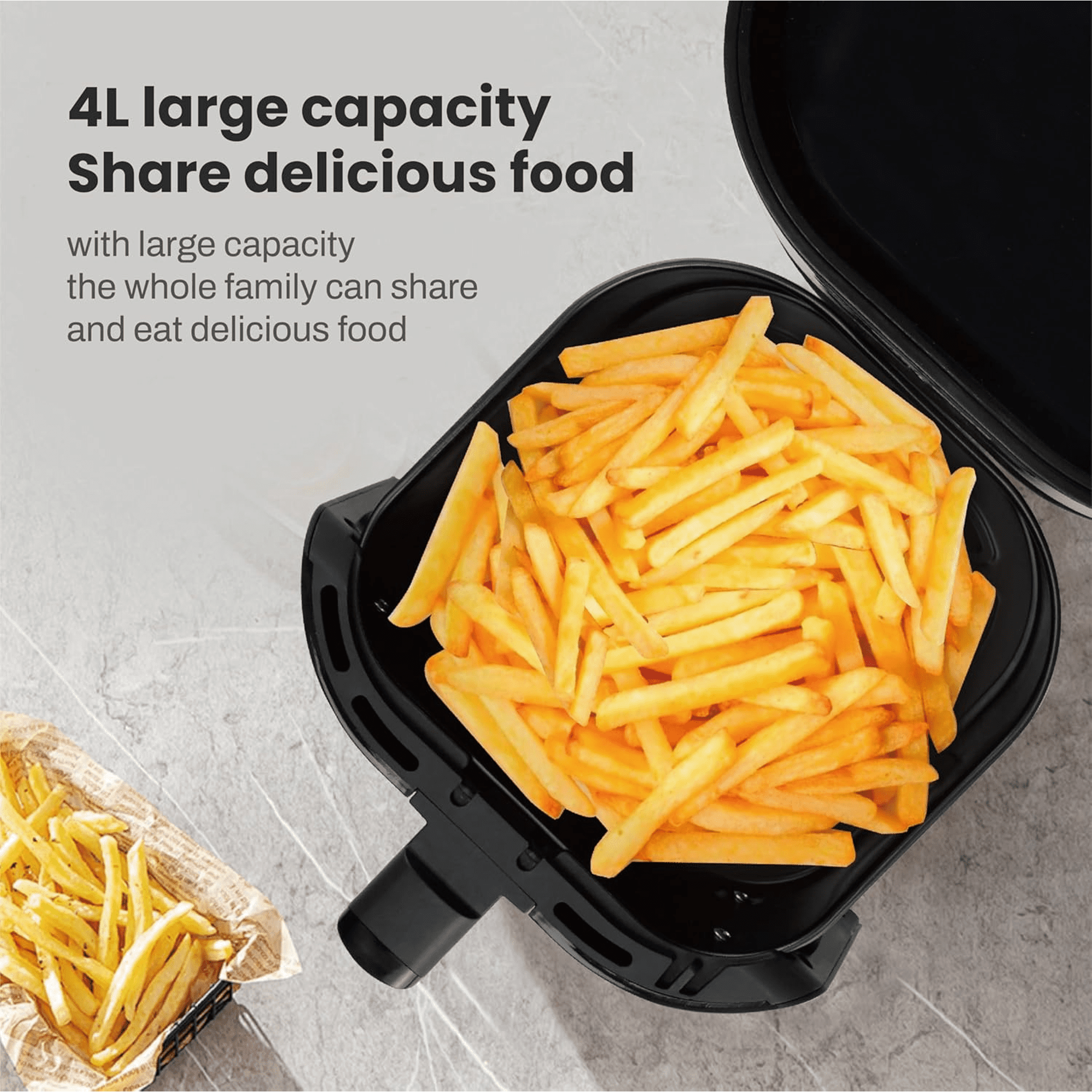 Miraston 4.5QT Compact Digital Air Fryer, 8-in-1 (Air Fry, Roast, Broil, Bake, Reheat, Keep Warm, Pizza, Dehydrate), Touchscreen Display, Nonstick