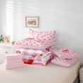 thumbnail image 6 of Catabedysis Pink Bows Monogram K 7pcs Queen Bedding,Sweet Fruit Cherries Print Bedding Comforter Set Queen,Pink Reversible For Girls, 6 of 7
