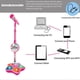 thumbnail image 3 of Kids Karaoke Machine with Microphones and Adjustable Stand, Music Sing Along with Flashing Stage Lights and Pedals for Fun Musical Effect, 3 of 5