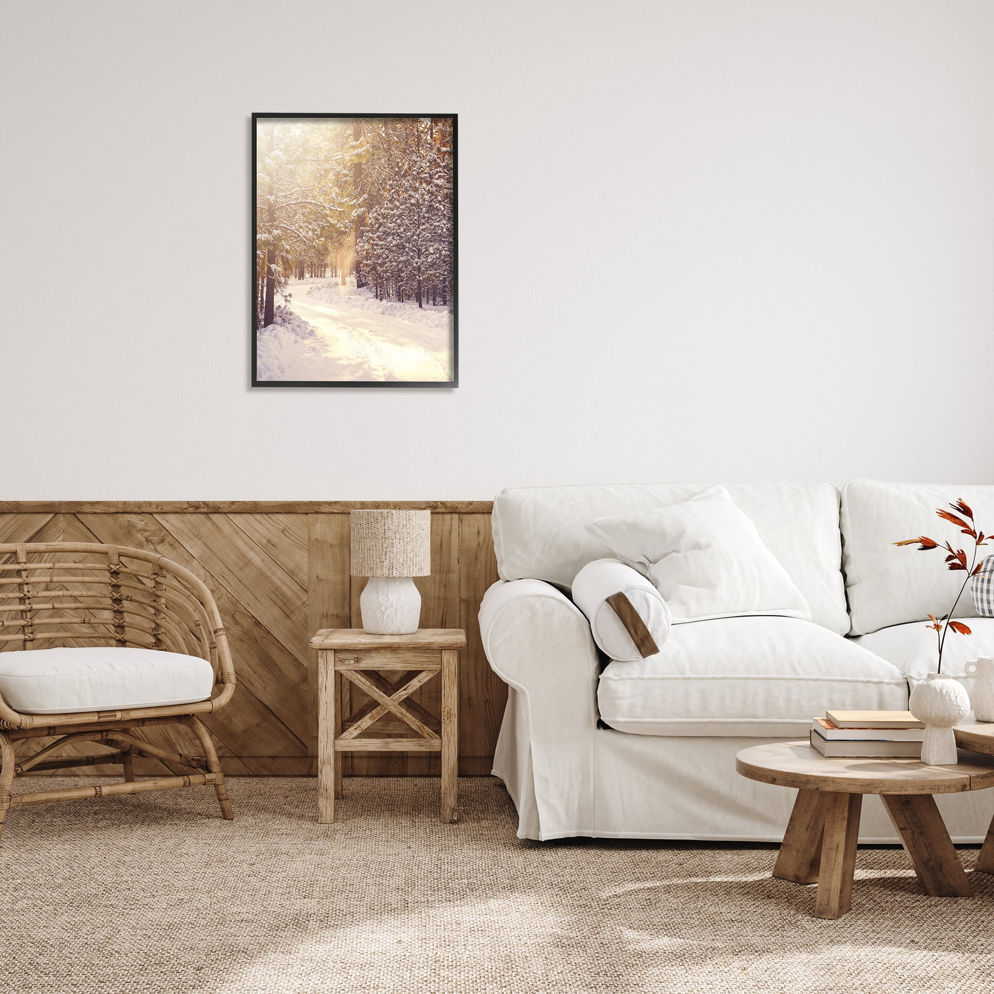 Stupell Industries Snowy Winter Path Nature Photography Black Framed Art Print Wall Art, 24 x 30