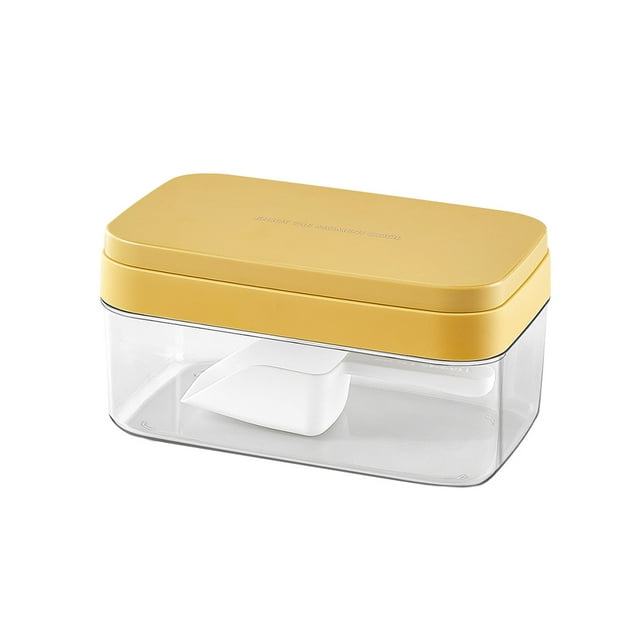 Shengyu 1/2/3 Ice Cube Mould Maker Lid Storage Box Bar Kitchen Drink Silicone Stackable Ice-making Capacity Container Self-Assembly Party Yellow/Pressing 1 Pc