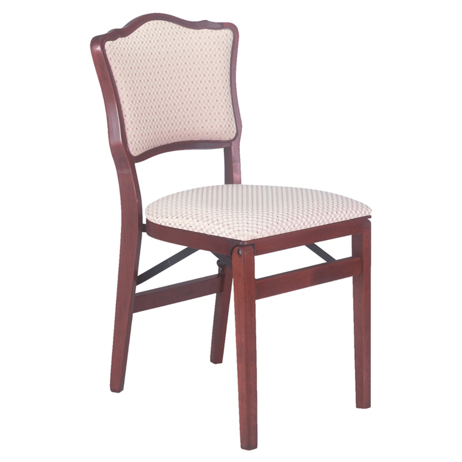 MECO Stakmore French Fabric Upholstered Seat Folding Chair Set, Cherry