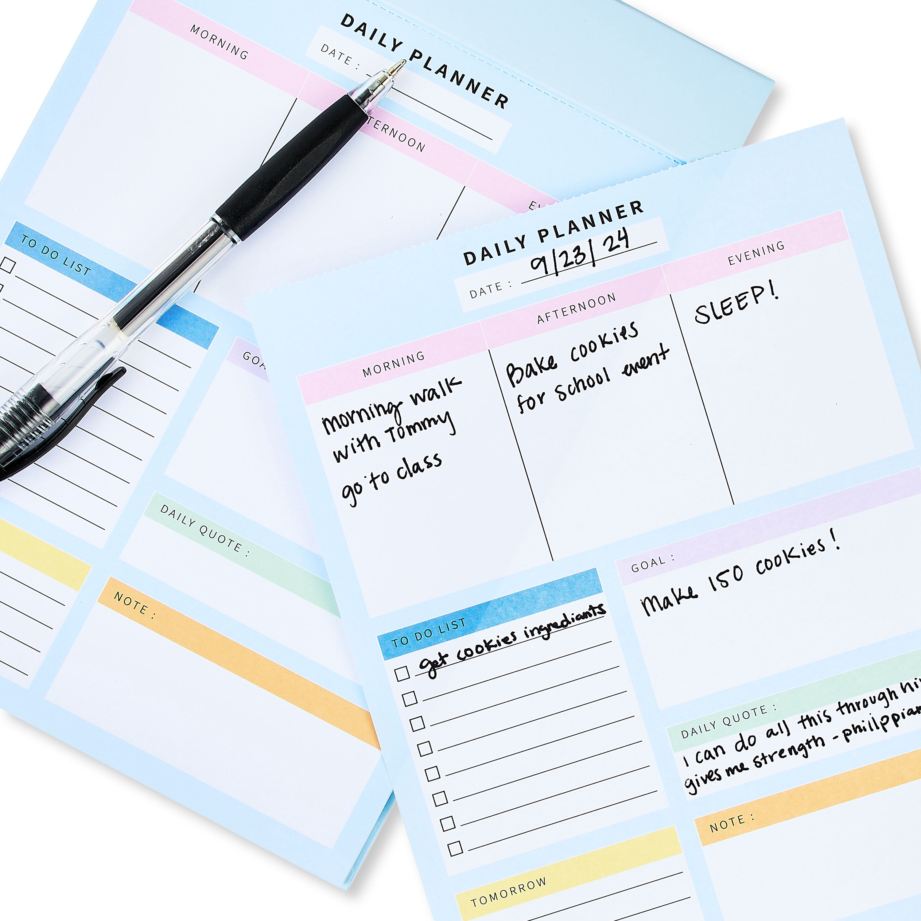Pen+Gear Undated Daily Planner Pad, 60 Sheets, Multi-Color, 5.8" x 8.3"