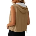 thumbnail image 4 of Kilaqueen Women's Sleeveless Zip Up Hoodie Vest, Drawstring Hood Lightweight Athletic Jacket with Pockets, Casual Layering Top for Running and Everyday Wear, 4 of 9