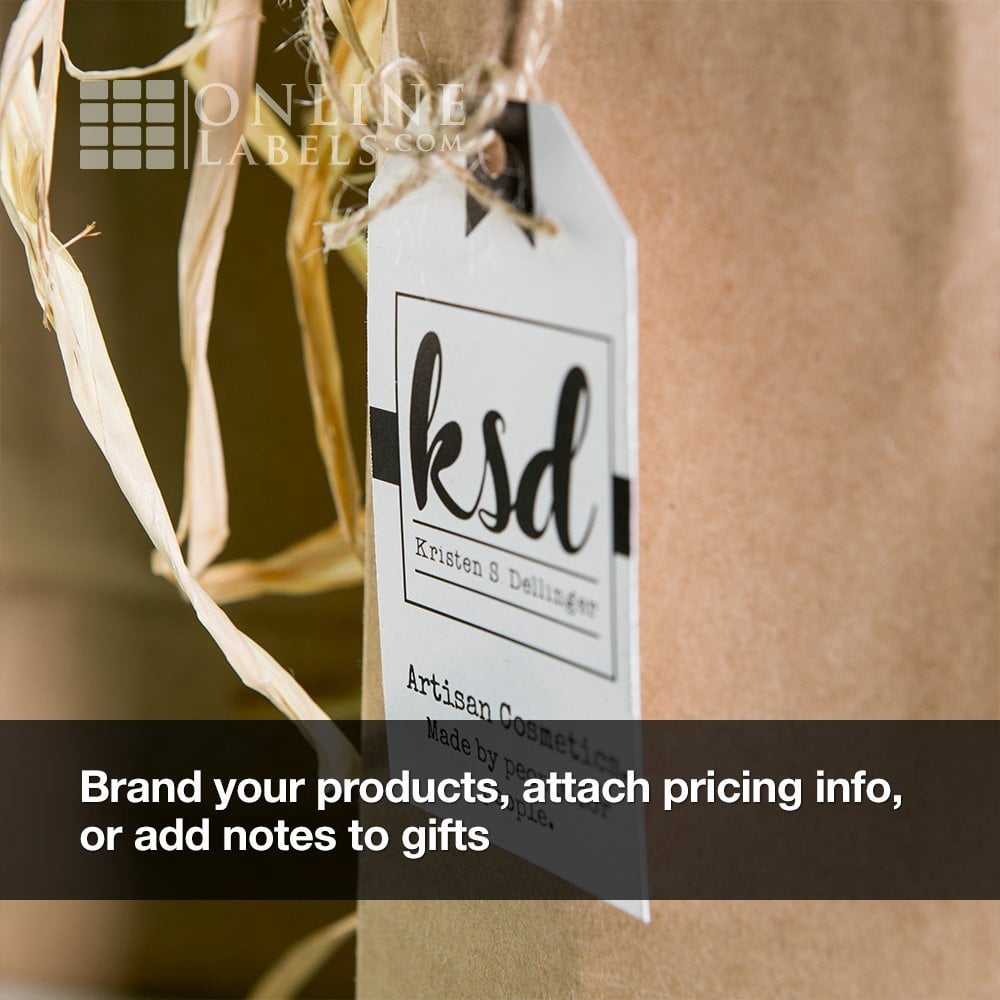 Printable Tags - 2 x 3.5 - Cardstock - Inkjet/Laser Printer - Online Labels (100 Sheet Pack)