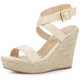 thumbnail image 1 of Sandalias de Tacón de Cuña Allegra K con Tirantes Cruzados Beige 40, 1 of 7