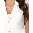 thumbnail image 5 of DARING DIVA Women's Button Down V Neck Elastic Waist Sleeveless Waistcoat L White, 5 of 7