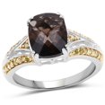 thumbnail image 1 of 2.44 Carat Genuine Smoky Quartz, Yellow Diamond & White Diamond .925 Sterling Silver Ring QJ Model, 1 of 3