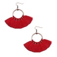 thumbnail image 4 of pitrice 1 Paire de Boucles d'Oreilles Bohémiennes à Pampilles Pendantes Élégantes en Forme d'Éventail Bijoux Exagérés Faits à la Main pour Fête Boucles d'Oreilles Rouges, 4 of 9