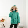 thumbnail image 2 of CYRBOKO Girls Coats with Removable Hood, Thermal Windproof Long Sleeve Full Zip Winter Outerwear Green Size 7-8 T, 2 of 9