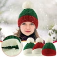 thumbnail image 6 of Girls Boys Warm Knit Thick Hat Clearance Sale NEW Christmas Girls Boys Kids Winter Beanie Gradient Knit Hat Warm Knit Thick Ski Cap With Fluff Ball For 1-6Years Old White,Red,Green, 6 of 6