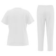 thumbnail image 3 of Scrubs for Women Set 2 Piece Stretch V Neck Scrub Top Jogger Pant with Cargo Pockets 2025 White XL, 3 of 3
