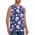 thumbnail image 2 of Yiaed Skull crystal flower Print Men's Singlet Vests Summer Running Muscle Tank Tops Gym Undershirt Round Neck Sleeveless for man, 2 of 5