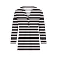thumbnail image 5 of TKLPEHG Womens Tops Trendy Lightweight Striped Print Graphic Tee Casual Loose Going Out Tops Button V Neck Tshirt 3/4 Sleeve T Shirts Summer Blouse(Black,XXXL), 5 of 5