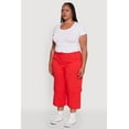 thumbnail image 3 of Womens Plus Size Poplin High Waisted Cargo Capris, 3 of 5
