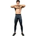 thumbnail image 5 of Active Men's High Performance Compression Leggings Full-Length with Honeycomb Texture and Elastic Waistband - Large, Black, 5 of 7